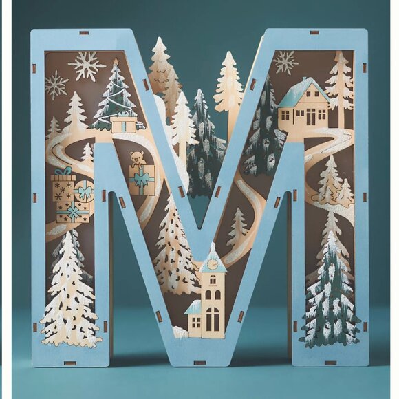 Anthropologie Wonderland Scene Monogram Light-Up - Letter M - Picture 1 of 1
